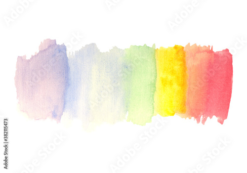 Abstract watercolor hand paint texture isolated on white background. The colors of the rainbow