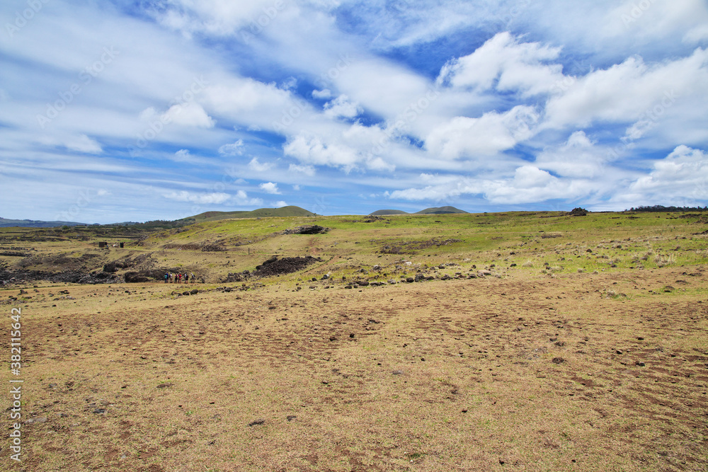 Rapa Nui. Ahu Akahanga park on Easter Island, Chile