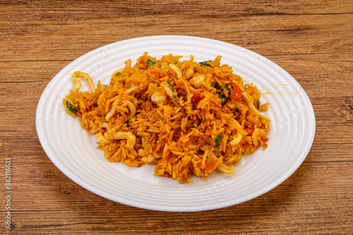 Asian cuisine - fried rice with prawn