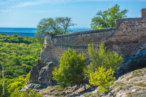 the remains of a medieval fortress city (according to other sources - a monastery) Tepe-Kermen, covering the upper part of the mountain in several tiers © Evdoha