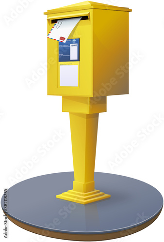 Boite aux lettres jaune et sa lettre (détouré)