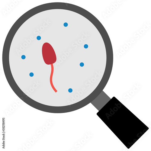 Sperm analysis concept Vector Icon design, Semen Magnifier View, Biological engineering and Biotechnology Symbol on White background 