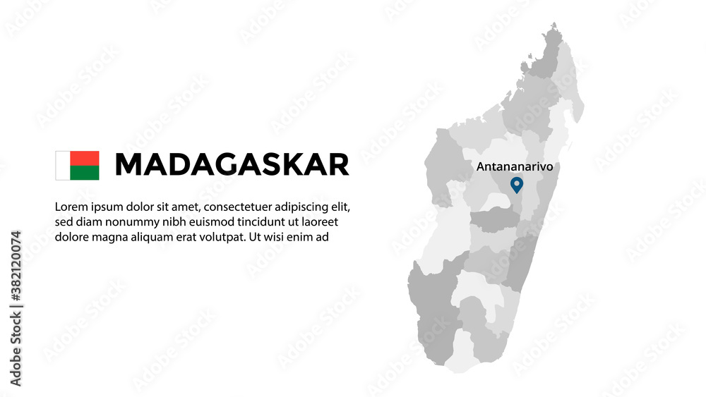 Madagascar vector map infographic template. Slide presentation. Global business marketing concept. Color country. World transportation geography data. 