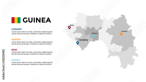 Guinea vector map infographic template. Slide presentation. Global business marketing concept. Color country. World transportation geography data. 