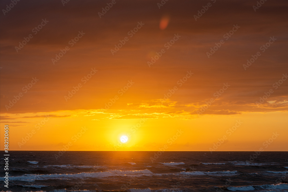 romantic sunset over the baltic sea