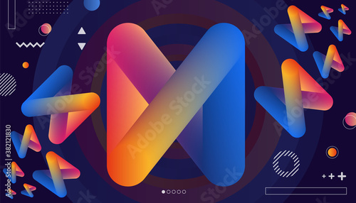 Photos Gradient abstract geometric background with Colorful 3d shapes