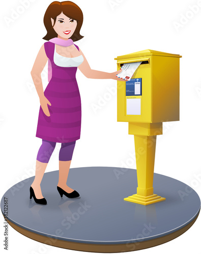 Femme qui expédie une lettre (reflet)	