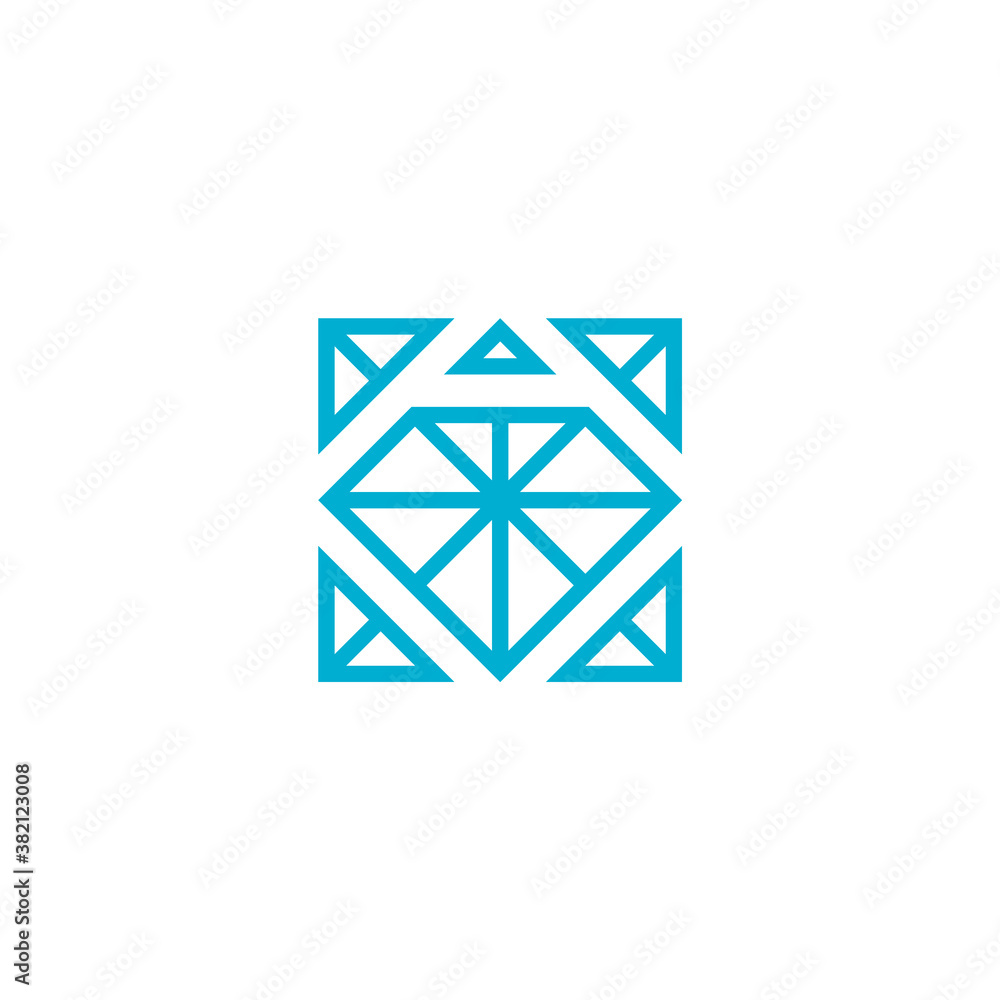 diamond logo line art in square shape diamond logo line art in square shape