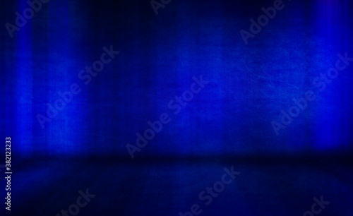 Blue room grunge texture. Wall and floor interior design background