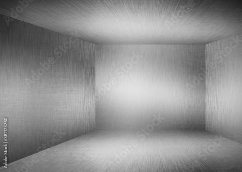 Grey grunge room texture. Wall and floor interior design light background 3d illustration
