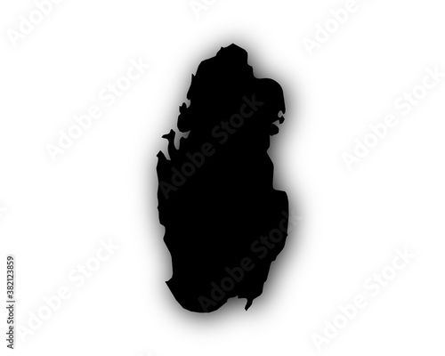 Karte von Katar mit Schatten