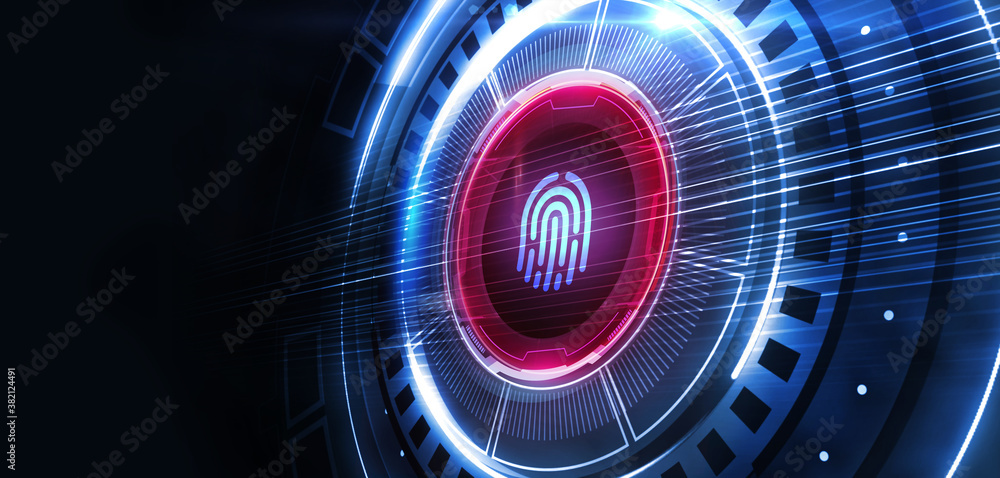 Fingerprint scan provides security. Business, technology, internet and networking concept. Fingerprint scan provides security. Business, technology, internet and networking concept.