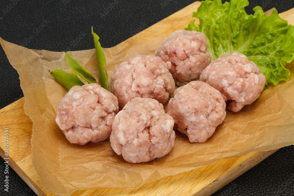 Homemade raw pork minced meatball for cooking Homemade raw pork minced meatball for cooking