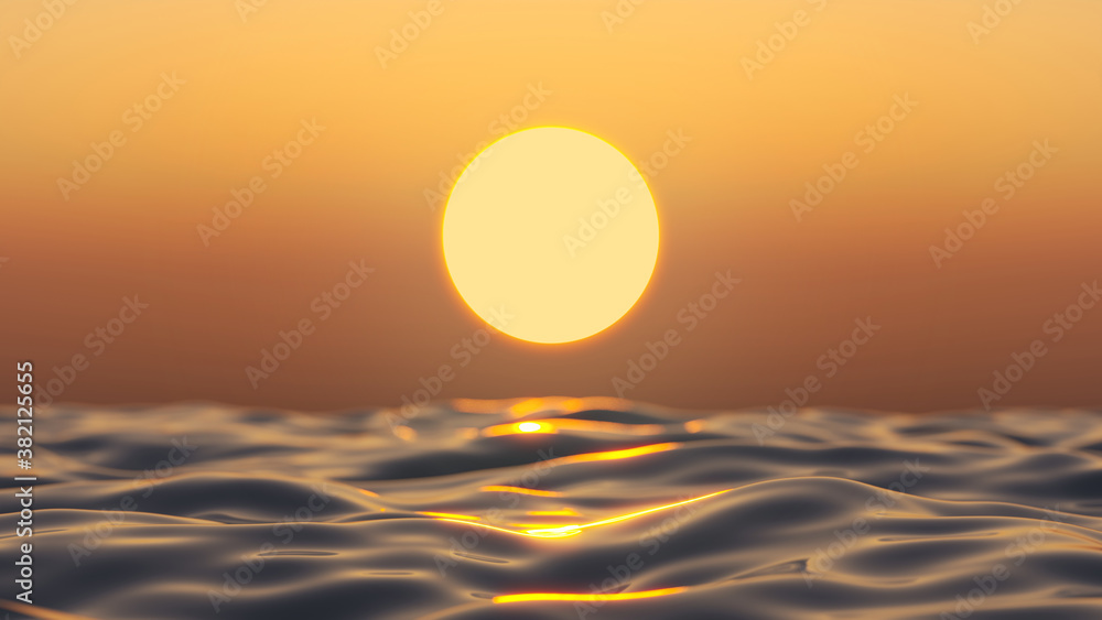 Sonnenuntergang mit Wellen am Meer