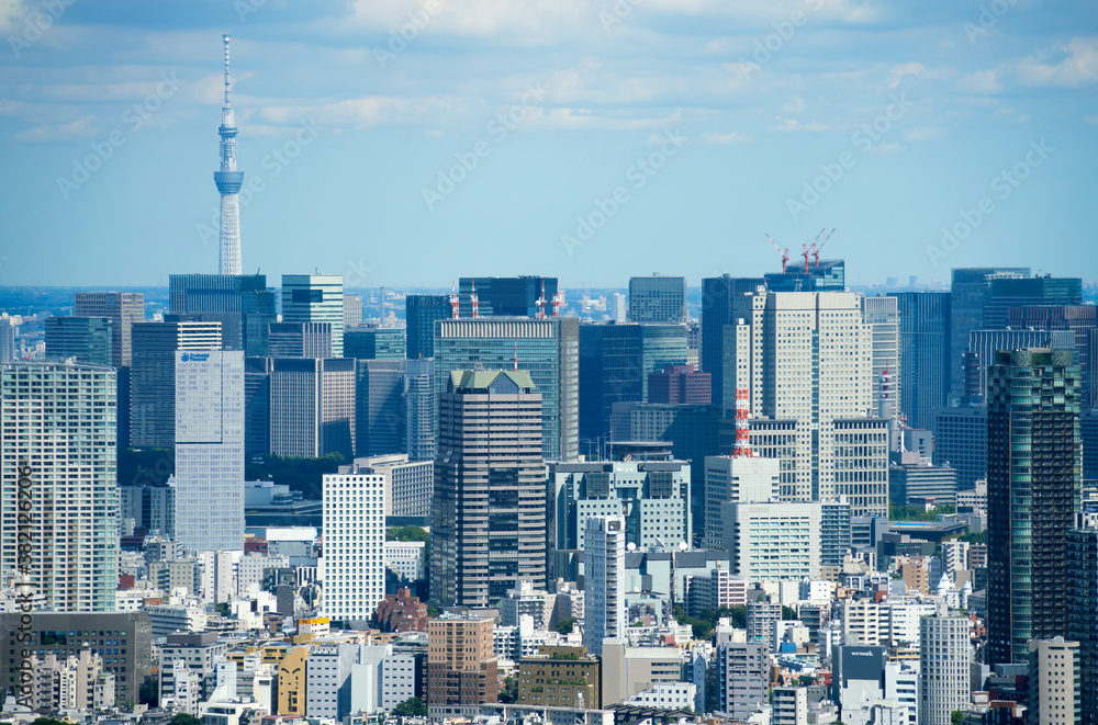 東京風景　2020年9月　東京スカイツリーと高層ビル群