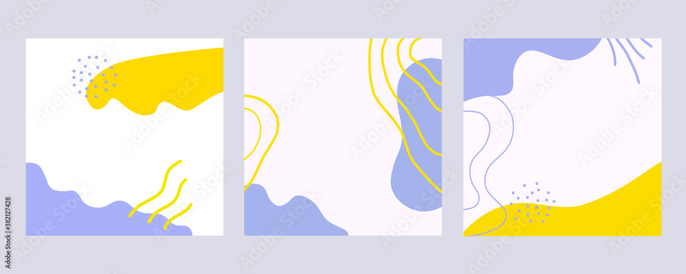Obraz premium Skyline. Modern, trendy design set for social media. Contemporary art. Creative conceptual and colorful collage. Copyspace to insert your ad, text, image. Seamless styled. Watercolor, geometric, lines