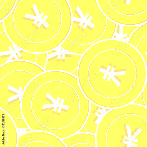 Chinese yuan gold coins seamless pattern. Flawless