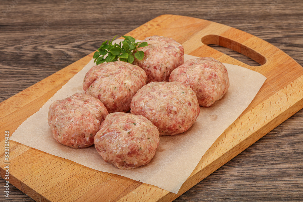 Raw turkey meatball for cooking Raw turkey meatball for cooking