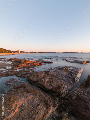 Rock and water around Collaroy Beach in the morning, Sydney, Australia.
