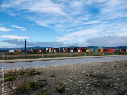 Containers on road