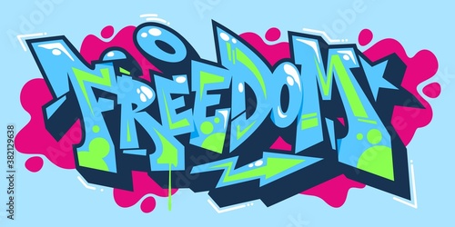 Abstract Word Freedom Graffiti Style Font Lettering Vector Illustration Art