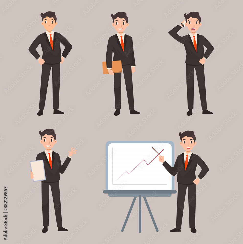 business man pose flat illustration business man pose flat illustration