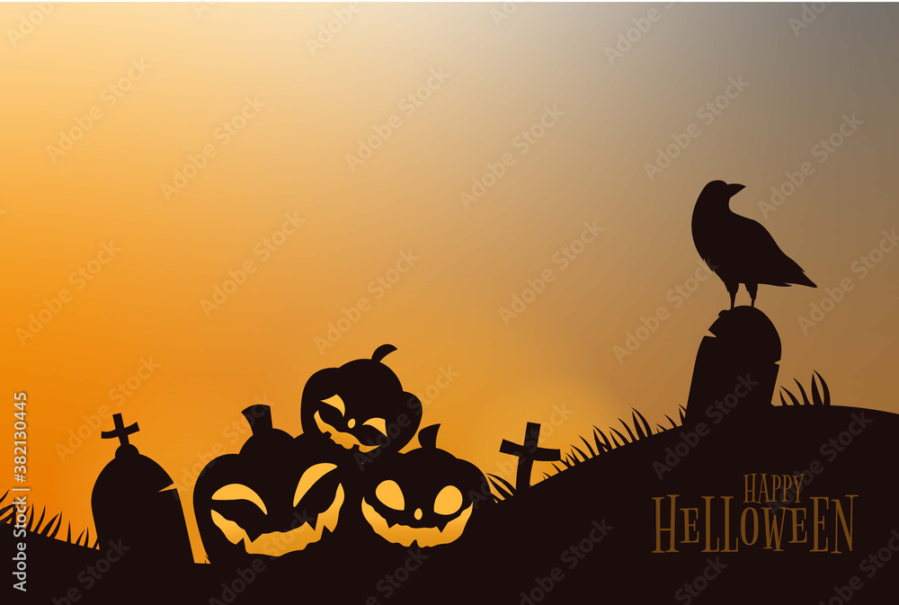 Creepy happy halloween party invitation background. Flat vector. Creepy happy halloween party invitation background. Flat vector.