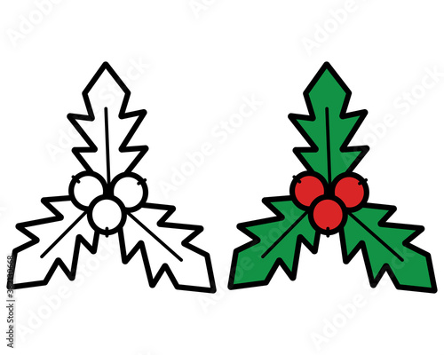 Holly berry icon on white background, vector illustration