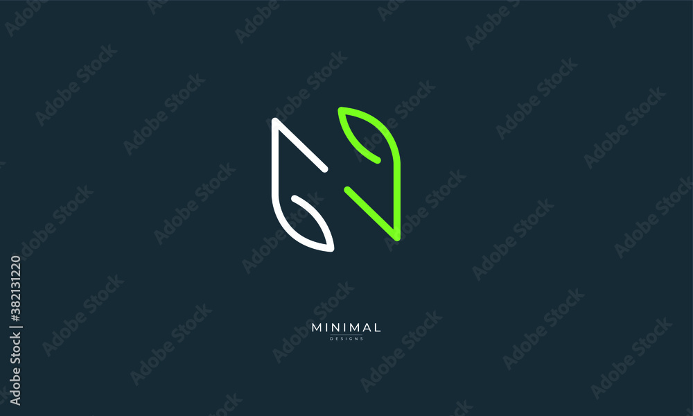 alphabet letter icon logo N with LEAF alphabet letter icon logo N with LEAF