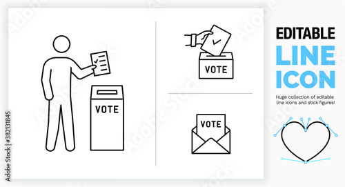 Editable line icons set for voting! 