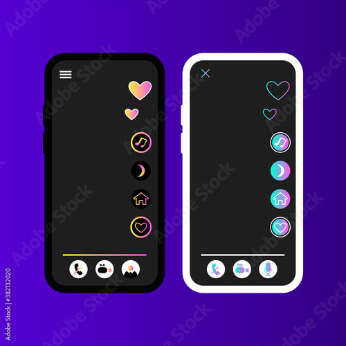 TikTok for Kids. TikTok App Interface with Gradient Icons. Social Media App Concept Interface Vector Illustration