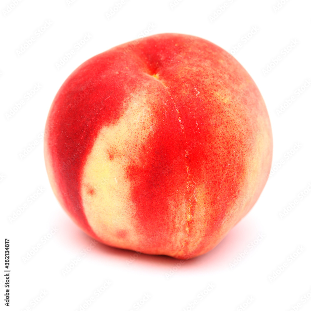 Red round ripe peach isolated on white background Red round ripe peach isolated on white background