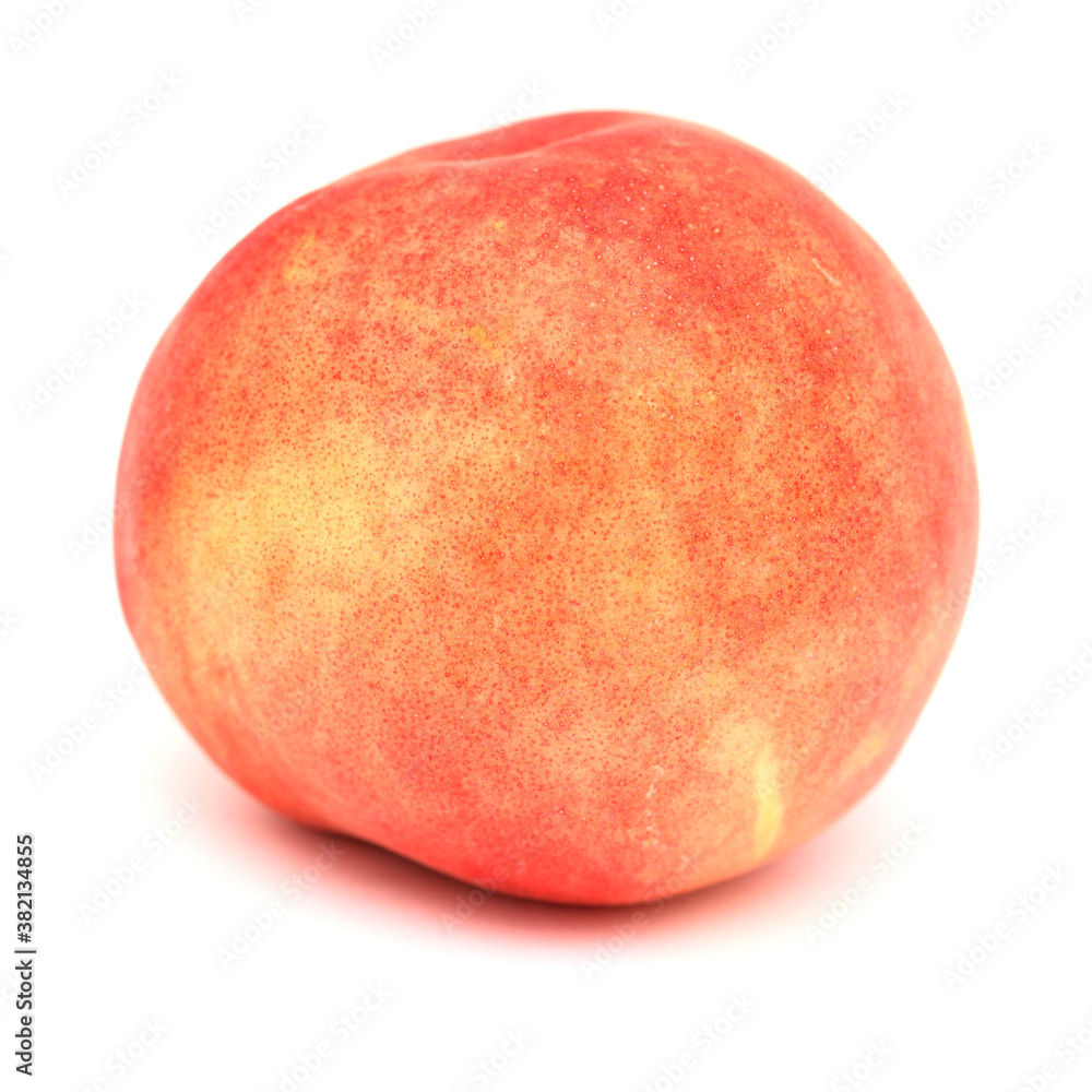 Red round ripe peach isolated on white background Red round ripe peach isolated on white background