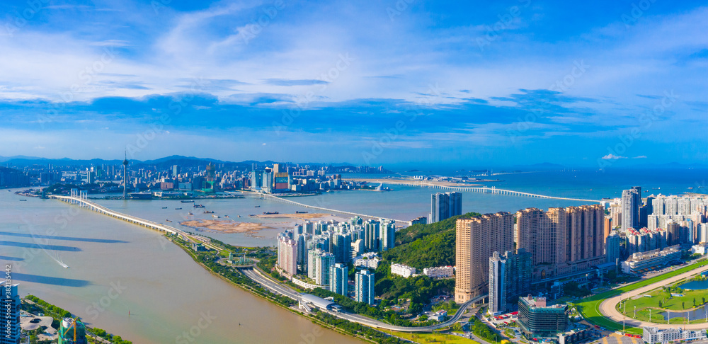 Fototapeta premium Aerial view of Taipa and Coloane Islands, Macau, China