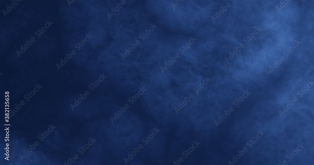 Abstract 4k resolution defocused mist background for backdrop, wallpaper and varied design. Dark blue, blue gray and electric blue colors. Mysterious and dark atmosphere.