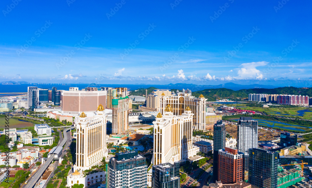 Fototapeta premium Aerial view of Taipa and Coloane Islands, Macau, China