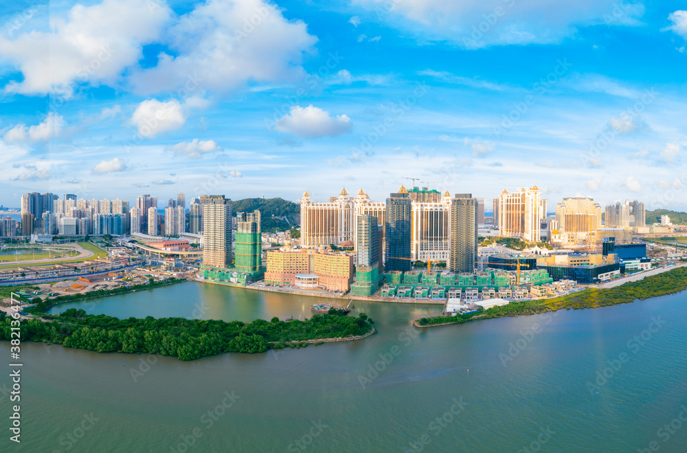 Aerial view of Taipa and Coloane Islands, Macau, China