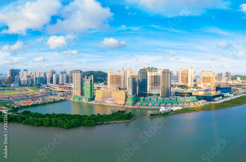 Aerial view of Taipa and Coloane Islands, Macau, China