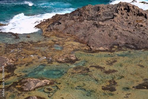 Eroded tall north west coast of Gran Canaria, Canary Islands, in Galdar municipality