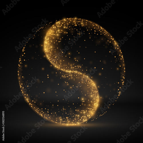 Circle gold glow effect on black background