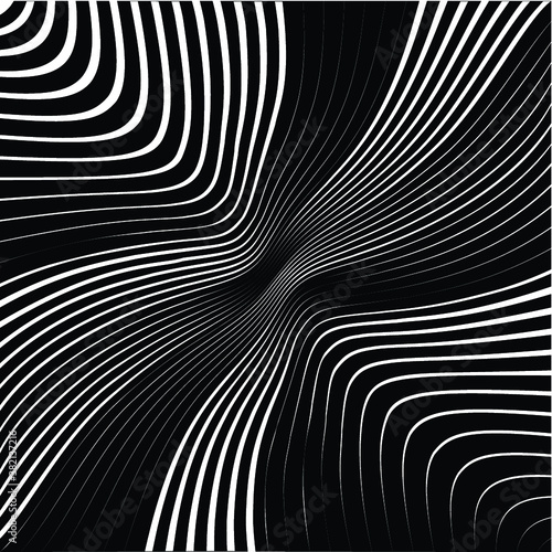 Abstract warped Diagonal Striped Background . Vector curved twisted slanting  waved lines texture 