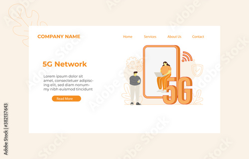 Landing Page 5G Network Concept illustration for Web design, landing page, banner, mobile app, vector flat design
