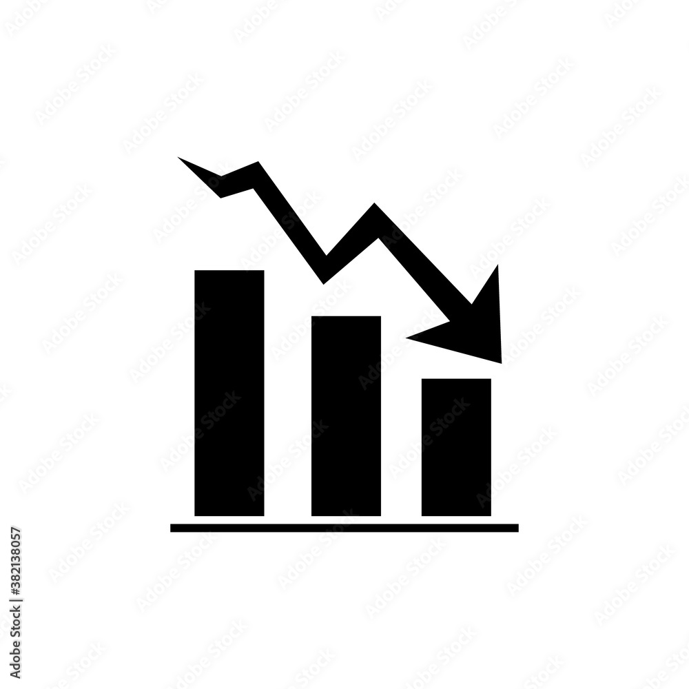 Declining business report bar chart symbol vector Declining business report bar chart symbol vector