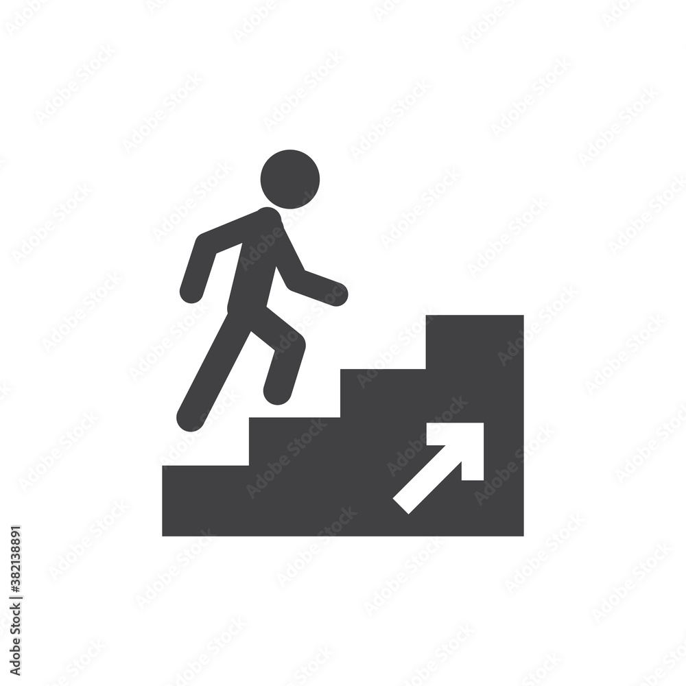 Walk Up Stairs Symbol Vector Illustration