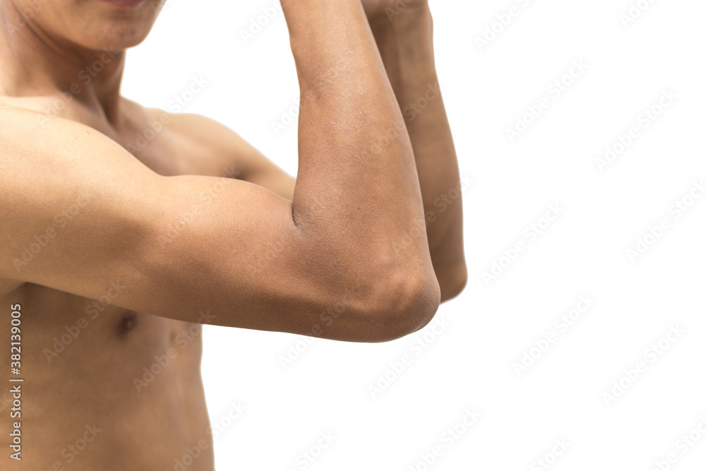 Strong human hand with muscles on white background Strong human hand with muscles on white background