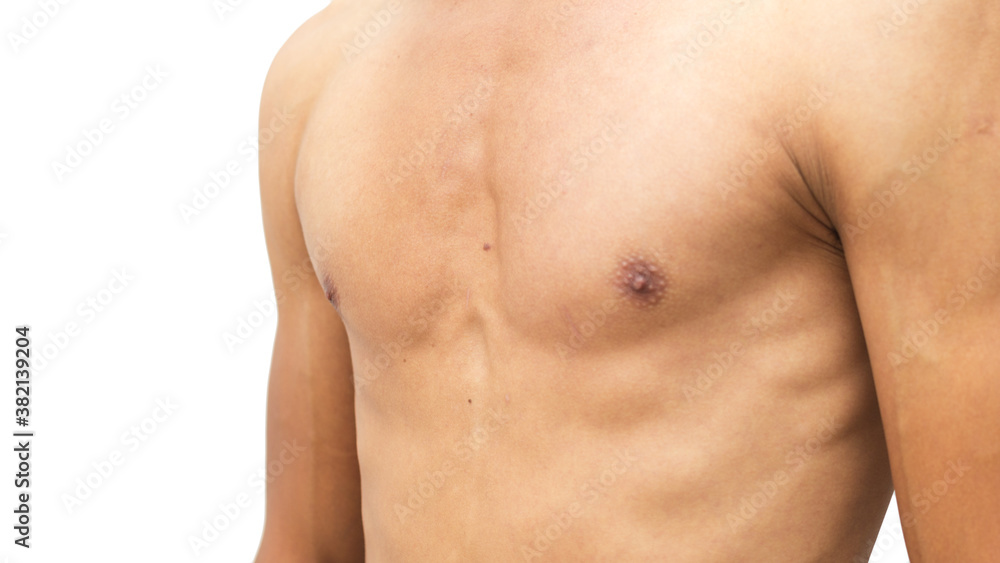 Fototapeta premium Body of a strong man on a white background