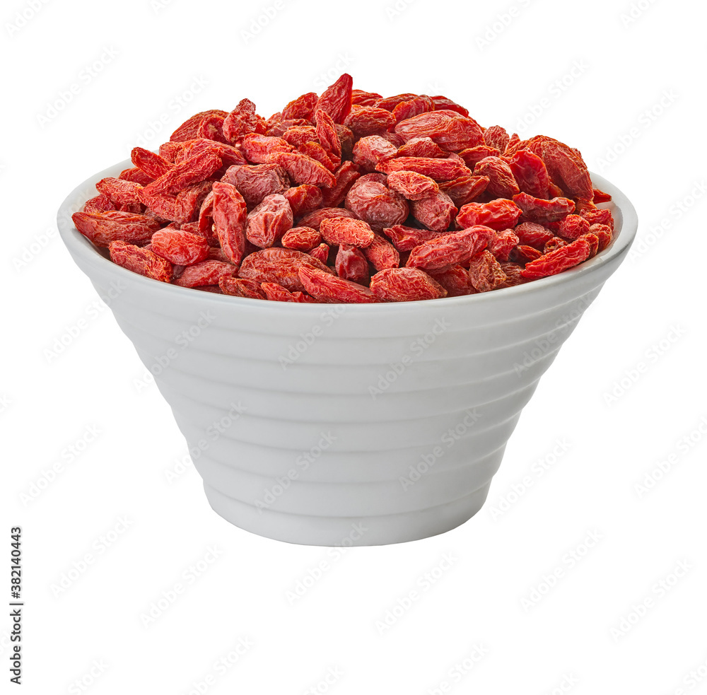 dried goji berries in bowl with clipping path dried goji berries in bowl with clipping path