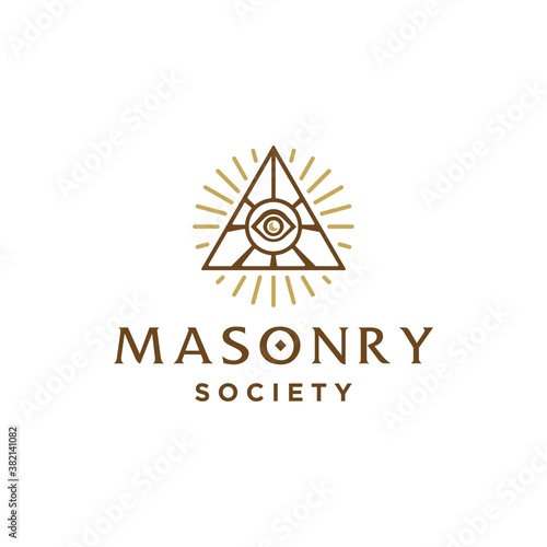 illuminati logo icon, All seeing eye of god in sacred geometry triangle, masonry symbol, vector or emblem design element.