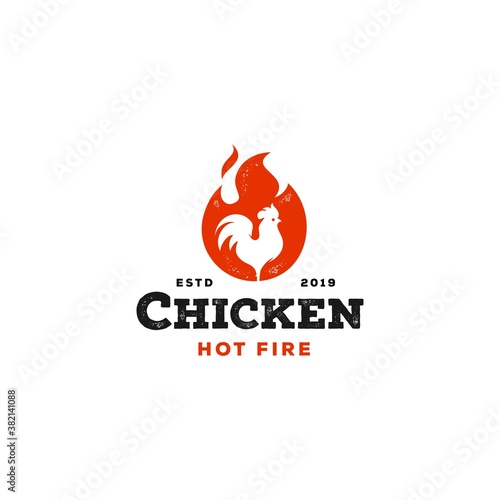 rustic fire chicken logo, hen flame hot symbol vector icon illustration, modern gradient logo , fast food restaurant app icon