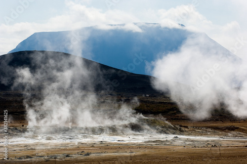 Thermal energy steams from the soil of Iceland near Myvatn.